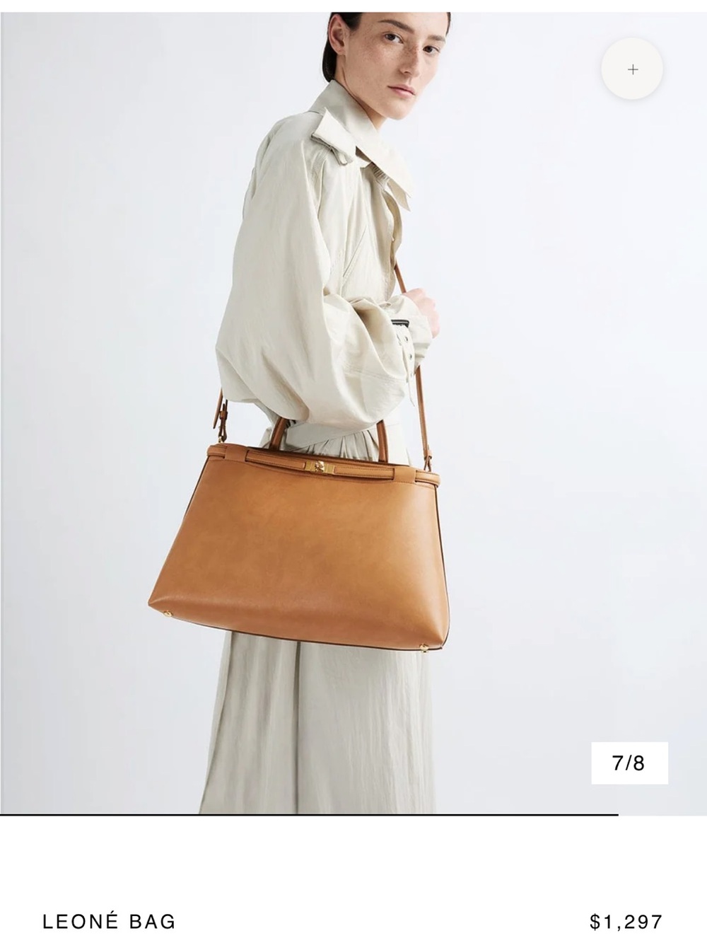 NWT Leone Medium Camel HangBag - Tan Leather Top-Handle